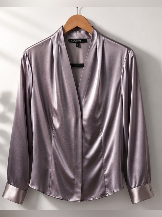 Lafayette 148 New York Tops - Lafayette 148 New York Silk Draped Open Front Blouse Size 10